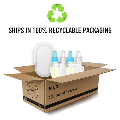 Febreze Plug in Air Fresheners, Linen & Sky Scent, Odor Eliminator for Strong Odors, 1 Warmer + 2 Oil Refills