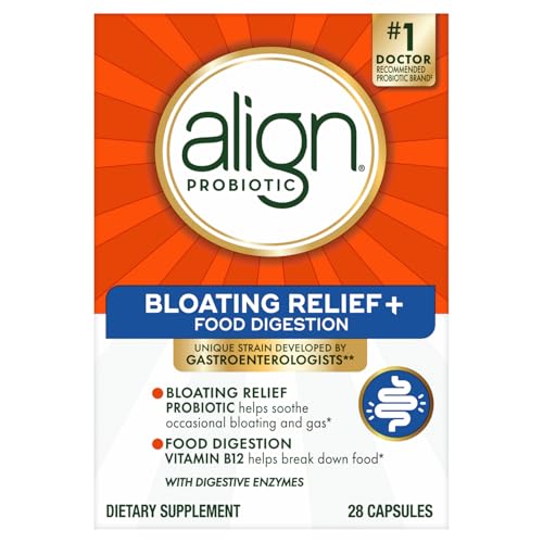Align Probiotic Bloating Relief + Food Digestion, Probiotics for Women and Men, Promotes Digestive Health and Helps Support the Metabolism of Food*, 28 Capsules (Packaging May Vary)