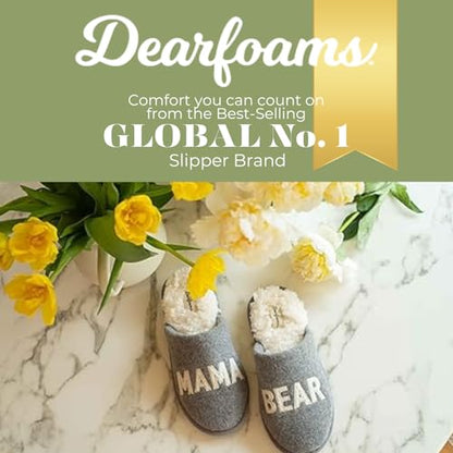 Dearfoams Women's Mama Bear, Light Heather Grey, 9-10