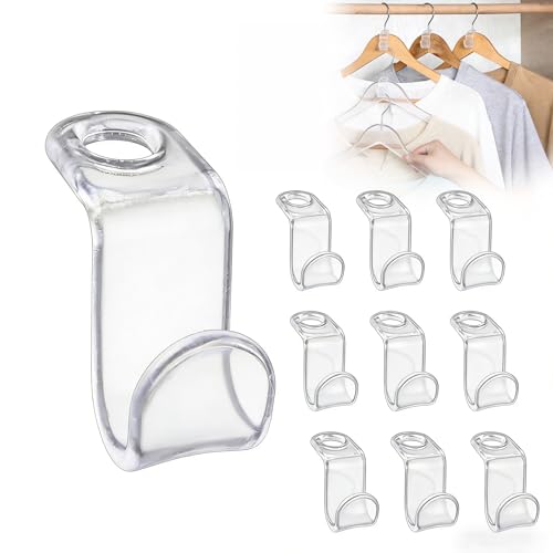Hoowkawen Clear Hanger Connector Hooks - Space Saving Cascading Clips for Closet Organization (50PCS)