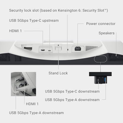 Dell 27 Plus 4K USB-C Monitor - S2725QC - 27-inch 4K (3840 x 2160) 120Hz 16:9 Display, AMD FreeSync Premium, sRGB 99%, Integrated Speakers, 1500:1 Contrast Ratio, Comfortview Plus - Ash White