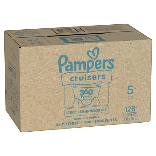 Pampers Diapers - Cruisers 360 - Size 5, 128 Count, Babyproof up to 100% Leakproof Pull-On Diaper
