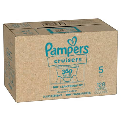 Pampers Diapers - Cruisers 360 - Size 5, 128 Count, Babyproof up to 100% Leakproof Pull-On Diaper