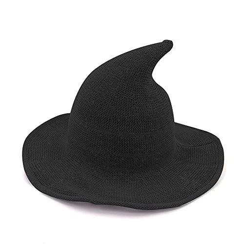 Bestjybt Women Halloween Witch Hat Knitted Cap for Party Costume Cosplay | Costume Accessory, Unisex Witch Hat, Cosplay and Everyday Wear, Adult Witch Hat, Pointed Witch Hat, Breathable