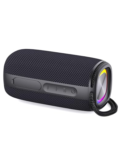 JaxiLano Bluetooth Speaker, Speaker Bluetooth Wireless with Light, BT5.3, IPX6 Waterproof Electronic Gadgets for Home/Party/Outdoor, Birthday Gift (Black)