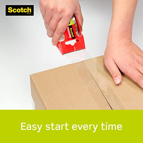 Scotch Sure Start Packing Tape, Clear, Quiet Unwind and Easy Start, 1.88 in. x 22.2 yd., 6 Tape Rolls with Dispensers