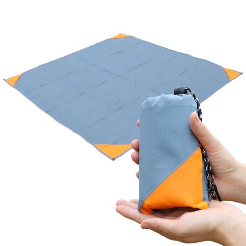 Orga'Neat Pocket Picnic Blanket, Sandproof Lightweight Pocket Camping Tarp, 55x60 Foldable Fits into Small Bag, Water Resistant Washable Quick Dry Compact Beach Mat for Outdoor Recreation
