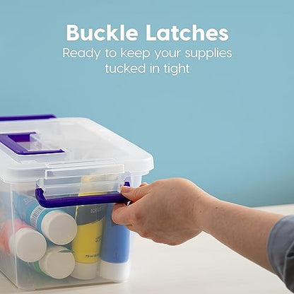 IRIS USA 5 Qt. Plastic Storage Bins with Lids, 6 Pack, Craft Storage Container, Sensory Bin, Organizing Containers for Home, Office & Art Supplies, Stackable, Clear