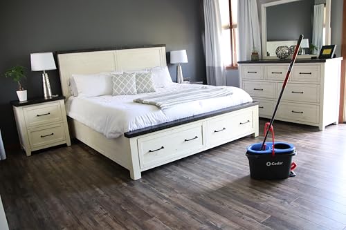 O-Cedar RinseClean Spin Mop & Bucket System + 2 Extra Mop Heads| Clean with Clean Water | Removes 99% of Bacteria