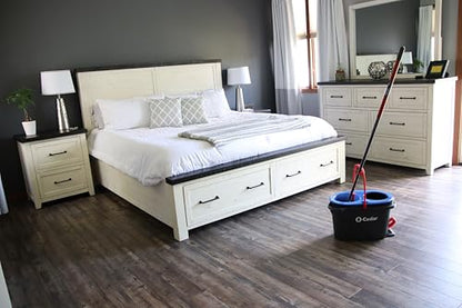 O-Cedar RinseClean Spin Mop & Bucket System + 2 Extra Mop Heads| Clean with Clean Water | Removes 99% of Bacteria