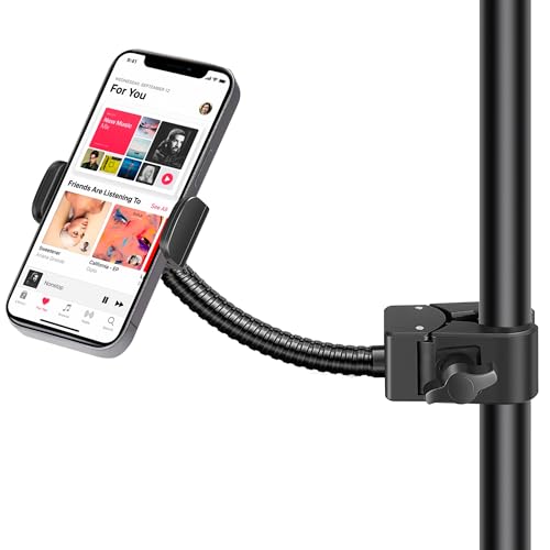 InnoGear Mic Stand Phone Holder Music Stand for All Smartphones | Horizontal, Vertical, Titled, Flexible Gooseneck, For All Phone Cases, Strong Grip, Stable, For 2.36"-3.54" Phones
