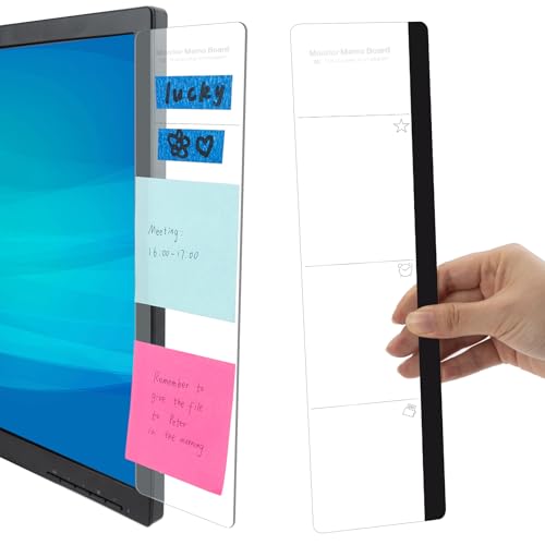 Office Supplies for Women Men 2pcs Monitor Memo Board with Functional Areas | Computer Monitor Memo Board Computer Sticky Note Holder
