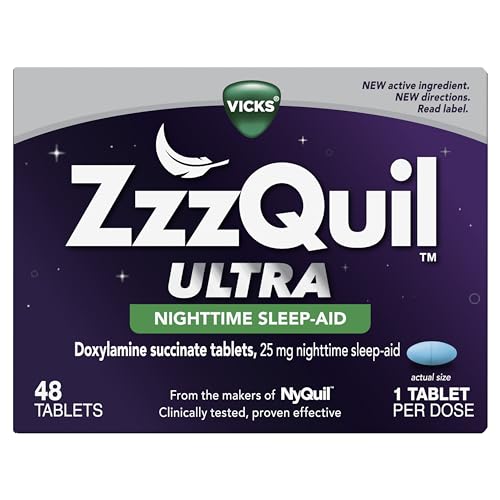 ZzzQuil ULTRA, Sleep Aid, Doxylamine Succinate 25mg, Sleep Aids for Adults, Nighttime Sleep Aid, 48 Tablets