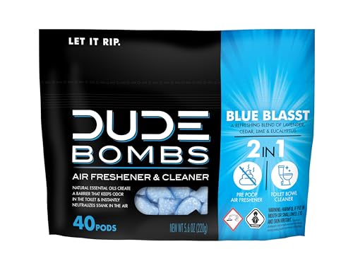 DUDE Wipes DUDE Bombs Toilet Bowl Stank Eliminator, Air Freshener, 40 Count
