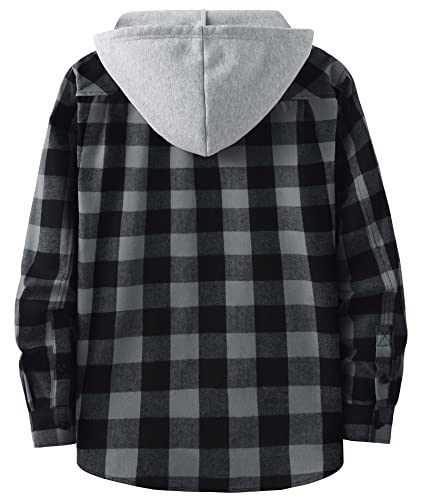 ZITY 3 Pack Men's Flannel Hoodie Shirts Long Sleeve Button Down Plaid Shirt