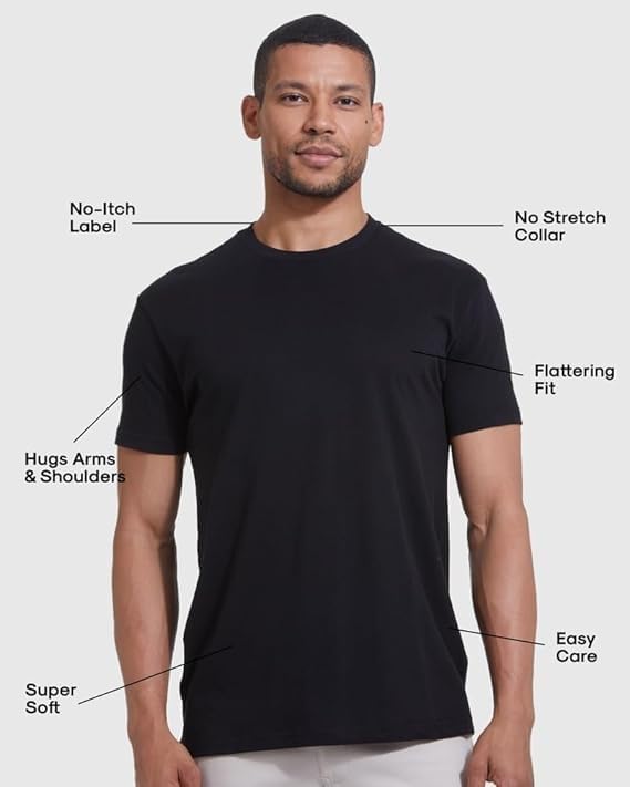 True Classic Mens T-Shirts - Short Sleeve Crew Neck Plain Novelty T Shirt for Men, Pack of 6, Variety, L
