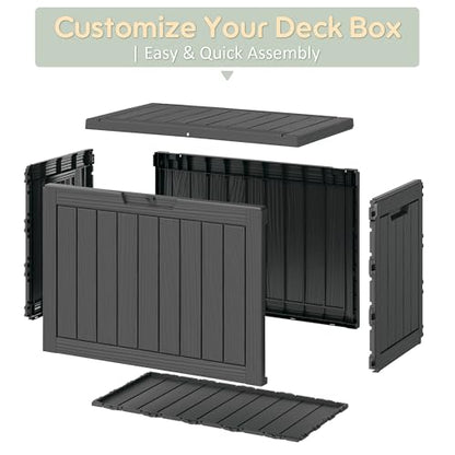 KAMABOKO 45 Gallon Outdoor Storage Box, All-Weather Deck Box for Patio Furniture, Package Deliveries, Garden Tools, Pool Supplies & Cushions, Black