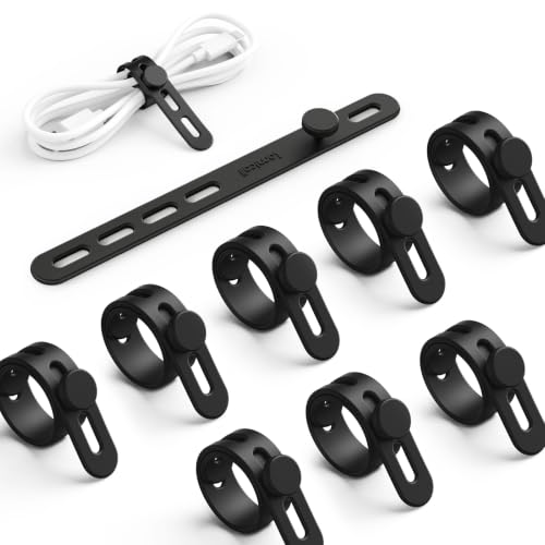 Lamicall 10 Pack Silicone Cable Ties Cord Organizer - Wire Management Wraps
