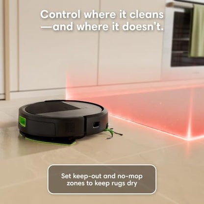 iRobot Roomba 115X Combo Robot Vacuum & Mop, 15,000 Pa, Easy to use, Intense Power-Lifting Suction, LiDAR Navigation, Multiple Cleaning Modes, Avoids Mopping Carpets, Self-Charging