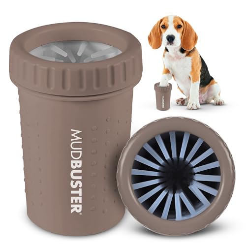 Dexas MudBuster Medium Dog Paw Cleaner, Taupe, Fits 1.5"-2.5" Wide Paws, Gentle Silicone Bristles for Quick, Easy Cleaning