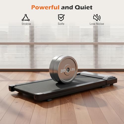 Sweetcrispy Compact Armless Treadmill for Small Spaces, Quiet Under-Desk Walking Pad, Slim & Portable Design for Home Office Workouts, Ideal for Apartments and Work-from-Home Fitness, Bright Black