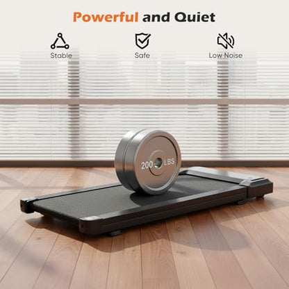 Sweetcrispy Compact Armless Treadmill for Small Spaces, Quiet Under-Desk Walking Pad, Slim & Portable Design for Home Office Workouts, Ideal for Apartments and Work-from-Home Fitness, Bright Black