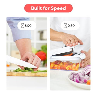 Fullstar The Original Pro Chopper - Vegetable Chopper and Spiralizer, Food Chopper with Container, Fruit Slicer, Kitchen Gadgets & Gifts, Home Essentials (4 in 1, White)