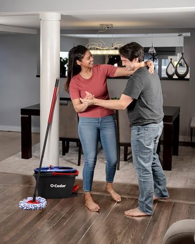 O-Cedar RinseClean Spin Mop & Bucket System | Clean with Water | Removes 99% of Bacteria Plastic