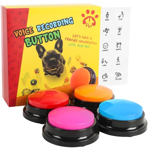 Act boldly Voice Recording Button 4 Colors, Dog Buttons for Communication Pet Training Buzzer, 30 Second Record & Playback, Funny Gift for Study Office Home Red Blue Orange Rose