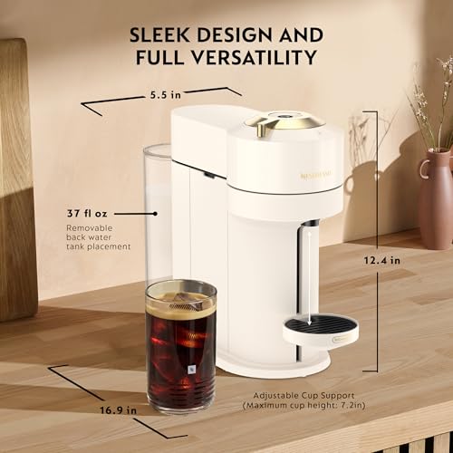 Nespresso Vertuo Next Coffee and Espresso Maker by De'Longhi, Creamy White and Gold