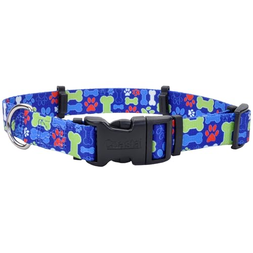 Coastal Pet SecureAway Collar Protector for Flea Collars - Adjustable pet Accessory - Protective Flea Collar for Dogs & Puppy - Multi Bones, 1" x 14-20"