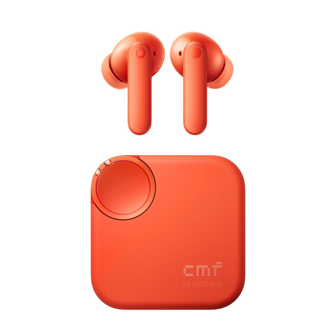 CMF Buds 2 Wireless Earbuds, 2025New Bluetooth Headphones with 48dB Hybrid ANC, Ultra Bass Technology Active Noise Cancellation Earphones, 55H Playtime, 6HD Mics, ChatGPT Integration Light Orange