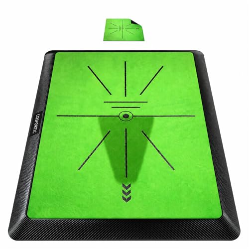 COSPOPTIC Golf Hitting Mat with Swing Path Feedback, Heavy-Duty Rubber Base Anti-Slip Golf Training Mat, Extra Replaceable Surface, Portable Practice Mat for Home Office Garage Yard Indoor Outdoor