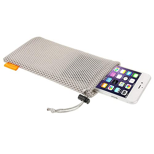 TAODAN 5-Pack Nylon Mesh Drawstring Storage Pouch Bag - 3.5 x 7.3 Inch for Cell Phone,Sunglass, Earphone,Electronic Gadgets - Gray