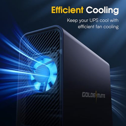 GOLDENMATE 1000VA/800W Lithium UPS Battery Backup & Surge Protector, Gray | Pure Sine Wave, 8 Outlets, Color LCD, 230Wh LiFePO4 Backup Battery, Uninterruptible Power Supply for PC/Internet/Home Office