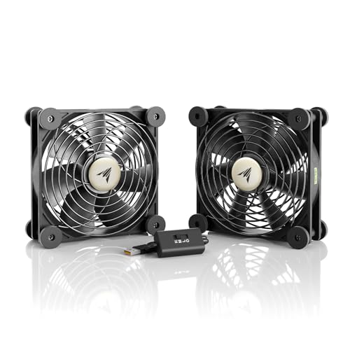 AC Infinity MULTIFAN S7, Ultra-Quiet Dual 120mm USB Fan w/ Speed Controller | UL-Certified, Dual-Ball Bearings, Noise-Absorption Pads for Receiver DVR, PlayStation, Xbox, Computer, Cabinet Cooling