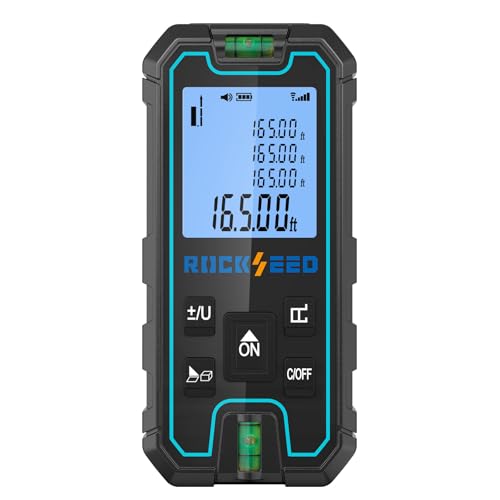 Laser Measure 165 Feet, RockSeed Portable Laser Distance Meter, Digital Distance Measurement with 2 Bubble Levels, Laser Distance Measure with 5 Units Conversion (Red Laser 165ft)