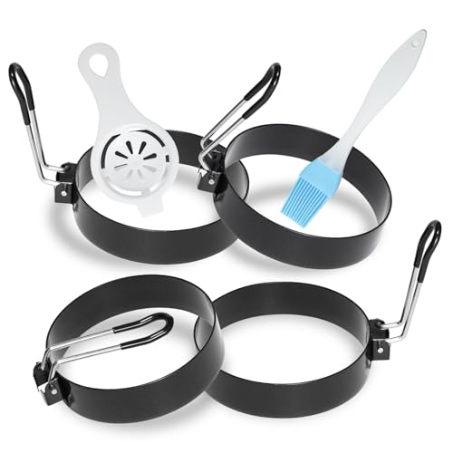 Ameupin 4 Pack 3.5 Inch Nonstick Stainless Steel Egg Rings for Frying Eggs