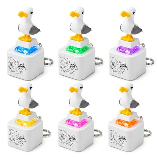 6 Pack Seagull Mine Button Keychains, Rechargeable Sound & LED Clickers