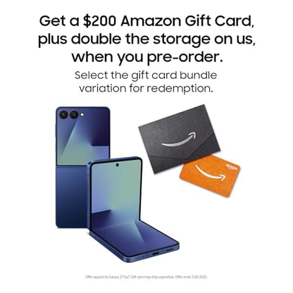 Samsung Galaxy Z Flip7 Cell Phone + Gift Card, 512GB AI Smartphone, Unlocked Android, Long Battery Life, 2025, US 1 Yr Manufacturer Warranty, Blue Shadow