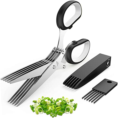 2026 Upgraded Herb Scissors, Effortless Herb Shears Cutter Tool with Sharp Stainless Steel Blades for Fresh Herbs, Must-Have Kitchen & Cooking Gadget, Black