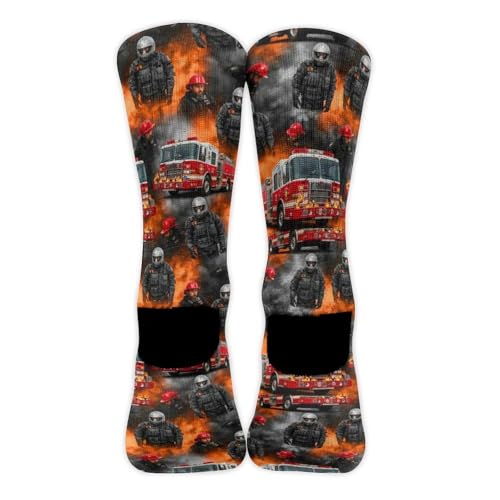 Comfort Fit Crew Dress Socks for Outdoor, Football, Fire Truck Compression Socks Thermal Socks for Boys Girls, Hunting, Athletic Socks Tactical Socks