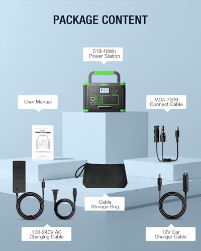 Portable Power Station 500W, 519.48Wh/140400mAh Solar Generator Backup