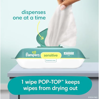 Pampers Swaddlers Disposable Baby Diapers Size 6, 108 Count with Sensitive Water Based Baby Wipes 4X Pop-Top Packs (336 Count)