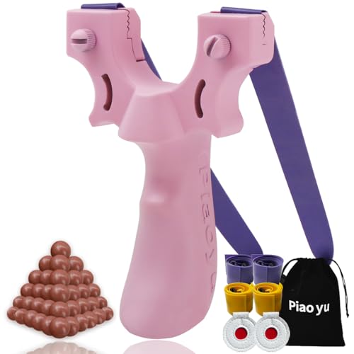 Piaoyu Resin Slingshot Set, Flat Rubber Band Sling Shot for Adult, Shooting Slingshots for Slingshot Practice, Daily Entertainment, Outdoor Cool Gadgets (Slingshot Set-Pink)