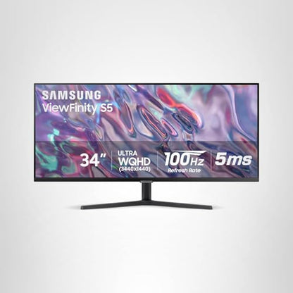 SAMSUNG 34" ViewFinity S50GC Series Ultra-WQHD Monitor, 100Hz, 5ms, HDR10, AMD FreeSync, Eye Care, Borderless Design, PIP, PBP, LS34C502GANXZA, 2023, Black