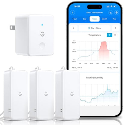 GoveeLife 2.0 WiFi Hygrometer Thermometer 3 Pack, Smart Humidity Temperature Sensor with App Notifications, 2-Year Free Data Storage Export, Temperature Humidity for Bedroom, Wine Cellar, Basements