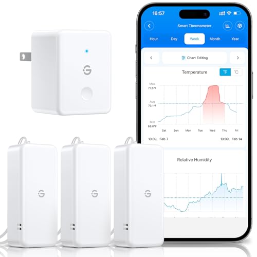 GoveeLife 2.0 WiFi Hygrometer Thermometer 3 Pack, Smart Humidity Temperature Sensor with App Notifications, 2-Year Free Data Storage Export, Temperature Humidity for Bedroom, Wine Cellar, Basements