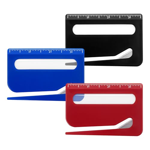 3 Pack Letter Opener Envelope Slitter, Credit Card Sized Mail Opener with Hidden Blade, Built in Ruler & Magnifier, Slim Envelope Cutter for Home Office Travel