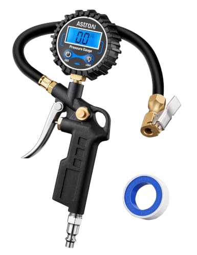 AstroAI Digital Tire Pressure Gauge with Inflator, 3-250 PSI | Heavy Duty Air Chuck & Compressor Accessories with Quick Connect Coupler, Backlit LCD, 0.1 Display Resolution